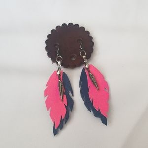 Custom leather feather earrings
